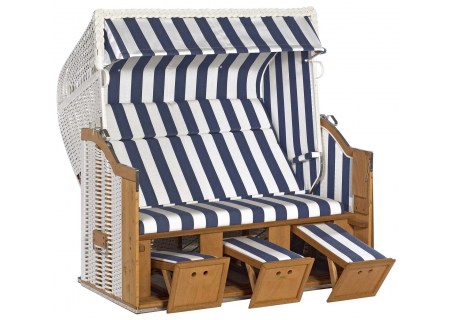 Strandkorb 3-Sitzer Classic 040 Geflecht weiss Sonnenpartner