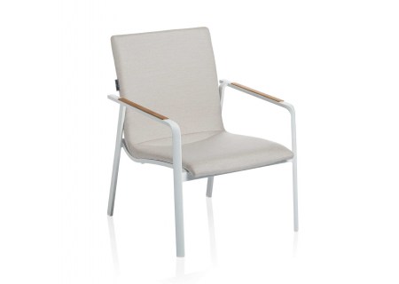 Kettler Loungesessel Diamond weiss matt/natte linen chalk