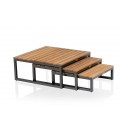 Kettler Lounge Tisch Ocean Skid Platform 3er-Set anthrazit/Teak