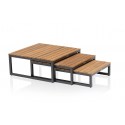 Kettler Lounge Tisch Ocean Skid Platform 3er-Set anthrazit matt/Teak