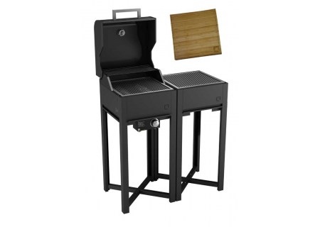 OneQ Gas-und Holzkohlegrill Glow-Flame schwarz