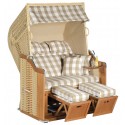 Strandkorb Rustikal 255 Plus Stoff 1224, Geflecht beige Sunny Smart