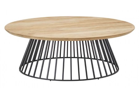 Solpuri Beistelltisch Grid Teak rund 90cm x H 30cm